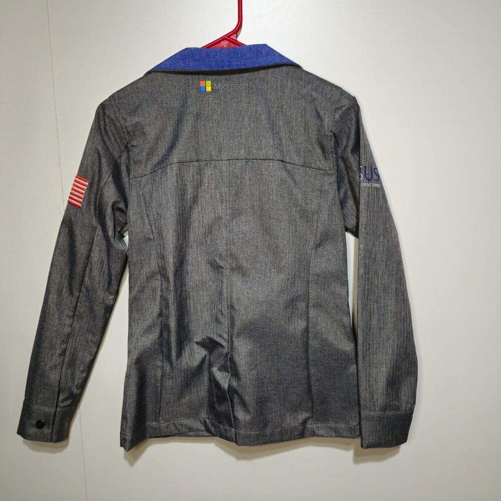 Microsoft Authentic Women’s Heather Gray Zip-Up Jacket MSUS (XS) – American Flag - Picture 8 of 16